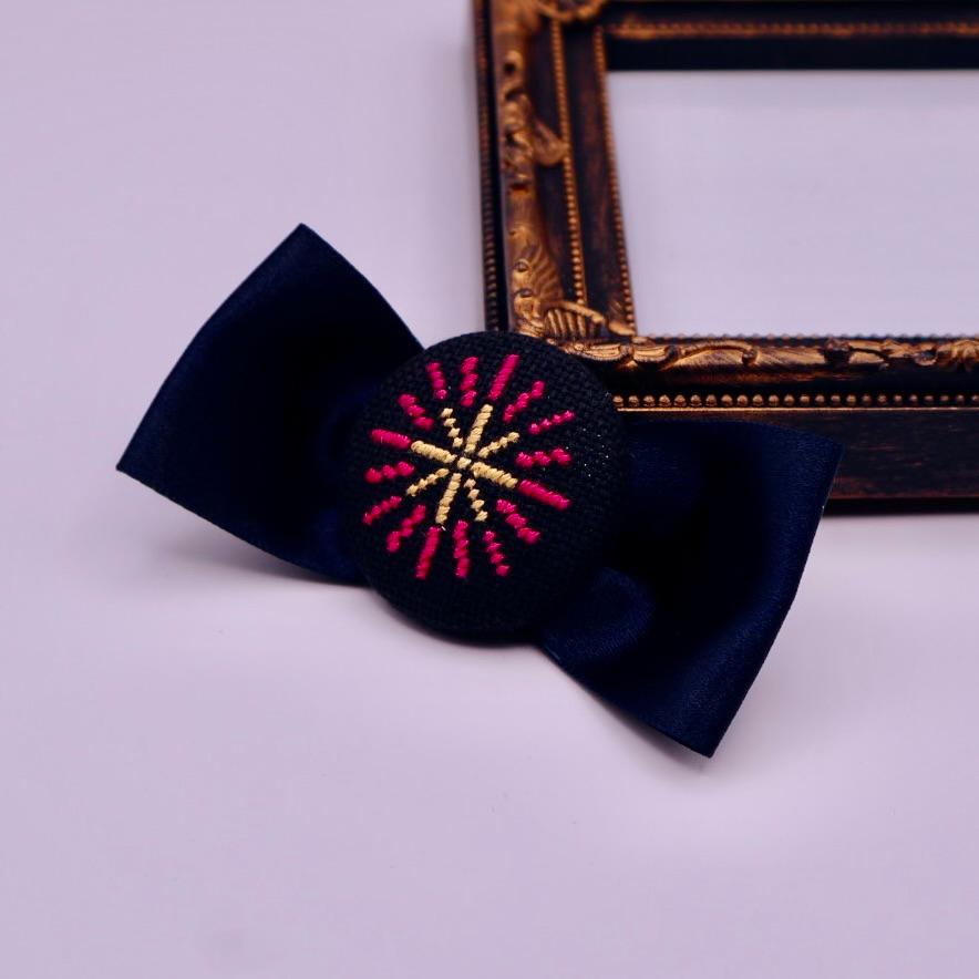 花火　くるみボタン　クロスステッチ刺繍 | 6枚目